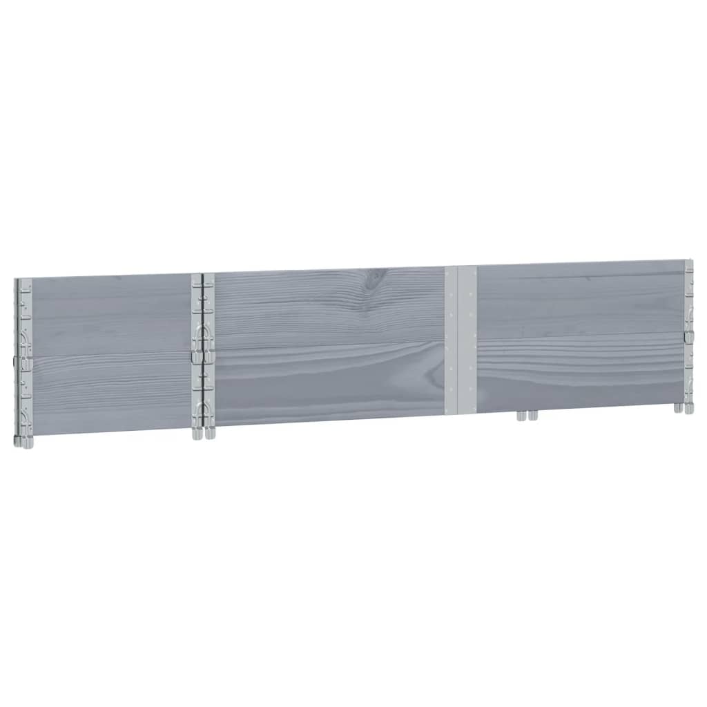 vidaXL Pallkragar 2 st grå 150x50 cm massivt furu