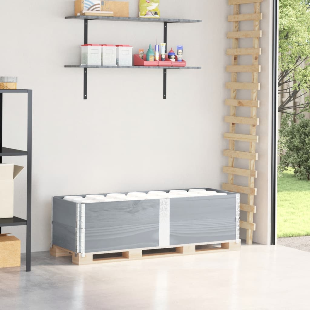 vidaXL Pallkragar 2 st grå 150x50 cm massivt furu