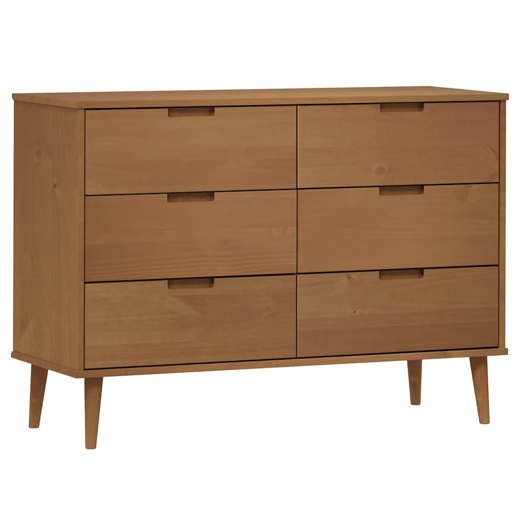 vidaXL Byrå MOLDE brun 113x40x80 cm massiv furu