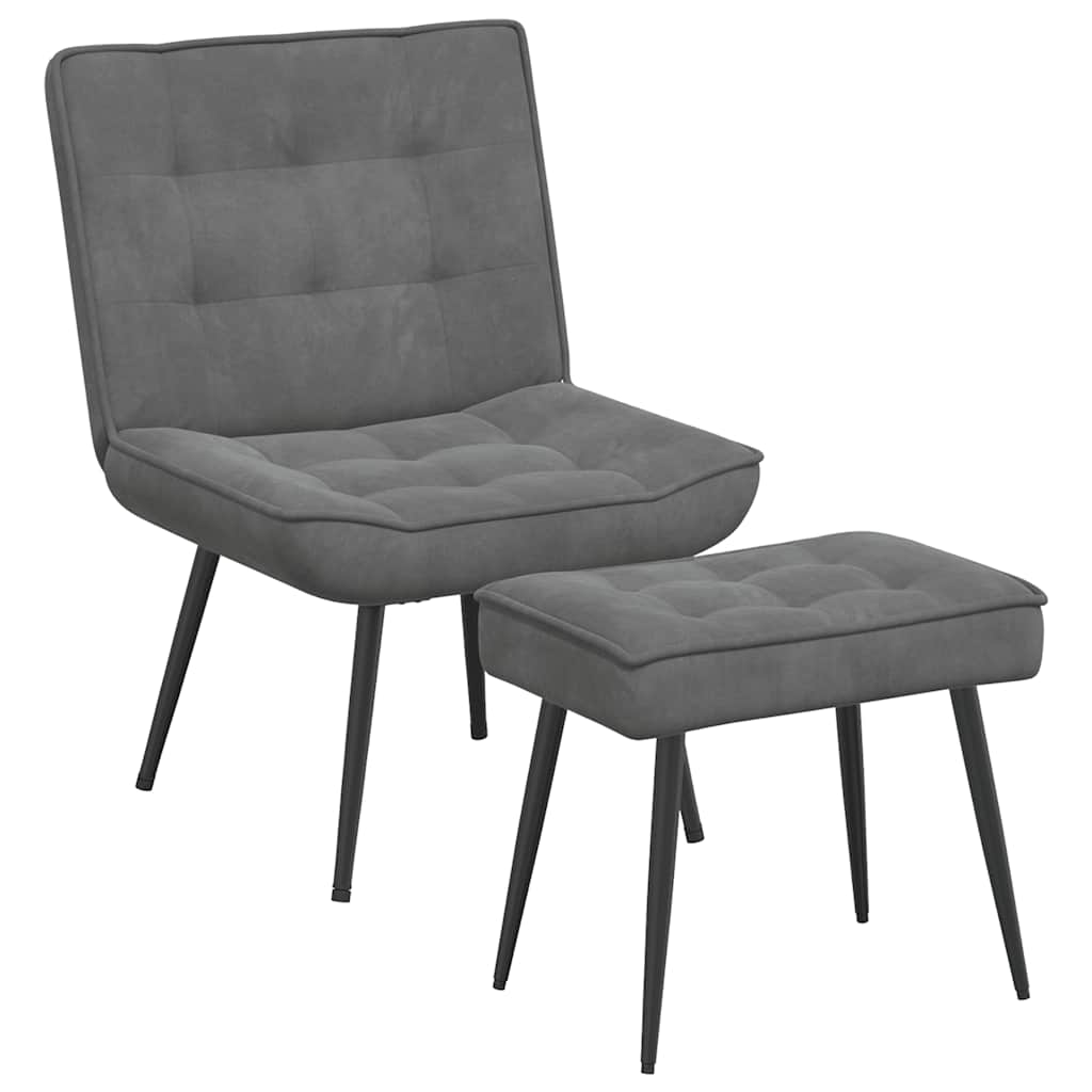 vidaXL Vilstol med fotpall mörkgrå sammet
