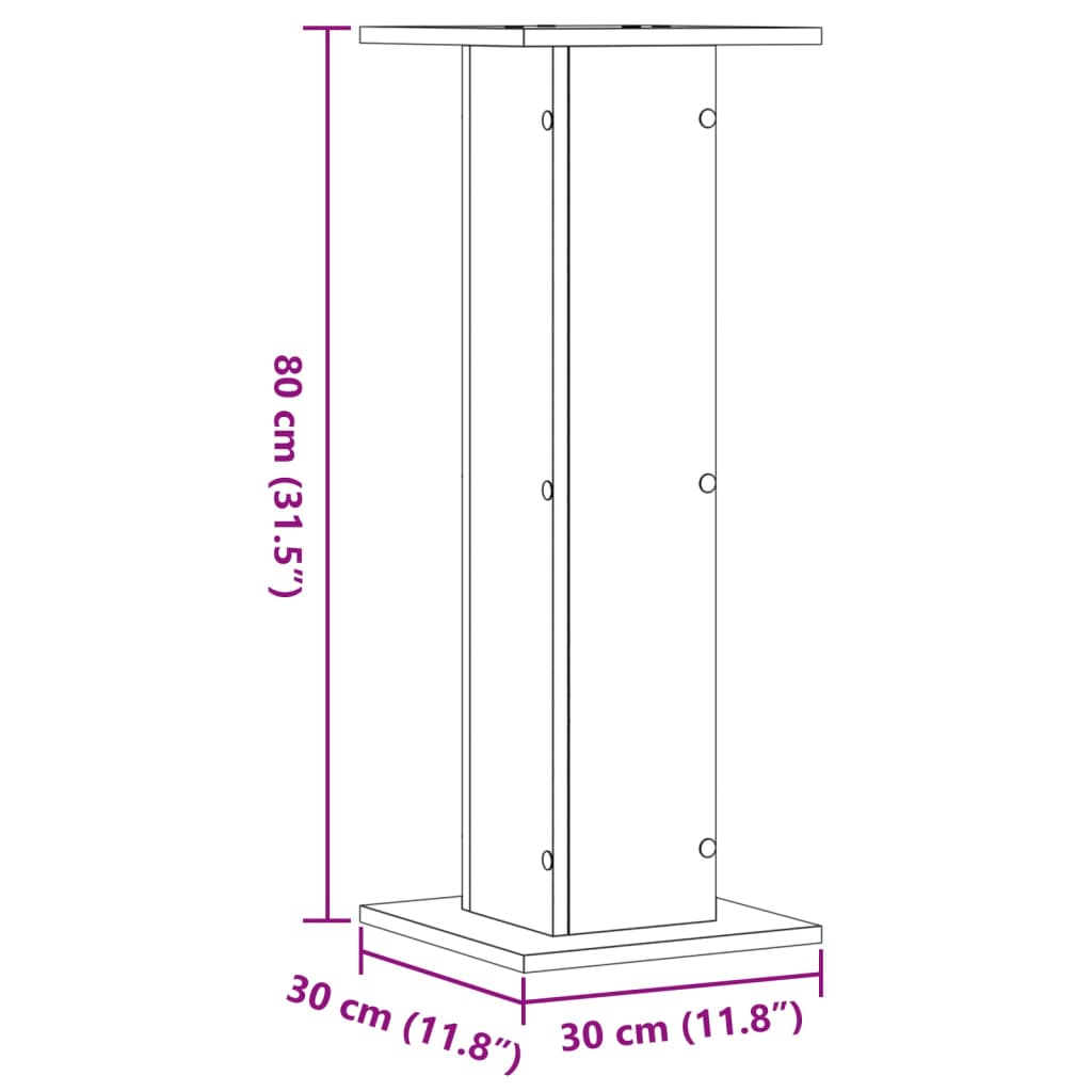 vidaXL Högtalarställ 2 st sonoma ek 30x30x80 cm konstruerat trä