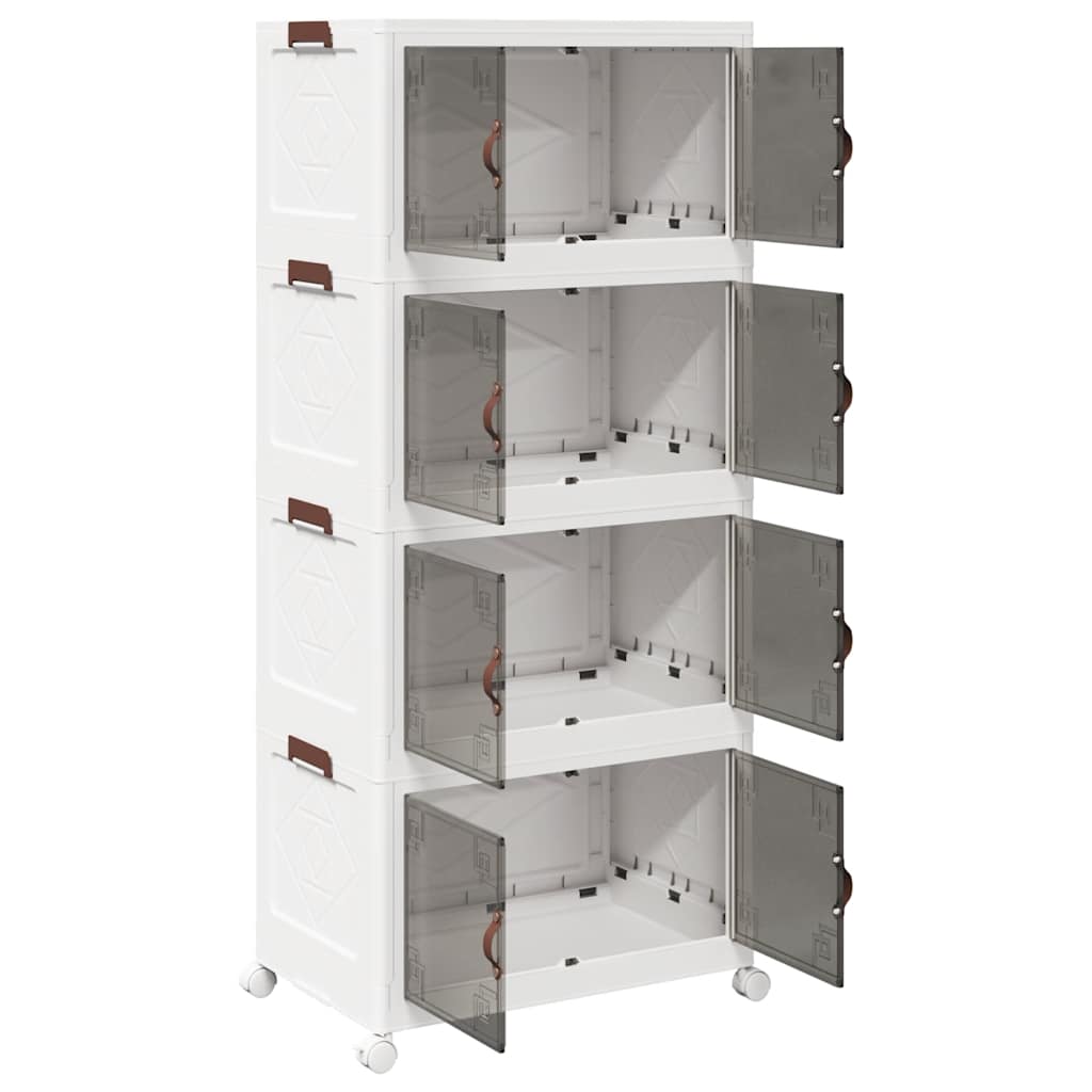 vidaXL Förvaringslåda stapelbar med hjul 4 nivåer 75 L 64x40x141,5 cm