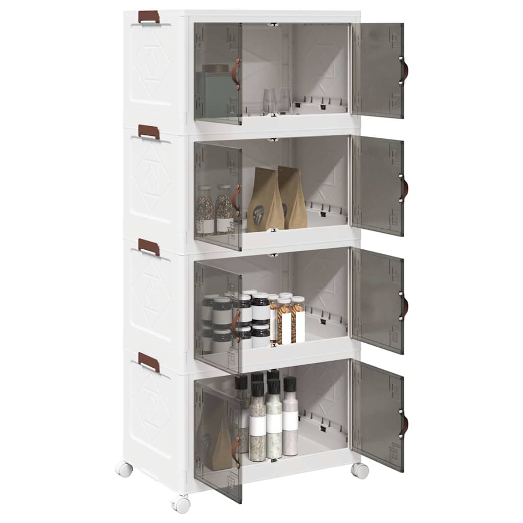 vidaXL Förvaringslåda stapelbar med hjul 4 nivåer 75 L 64x40x141,5 cm