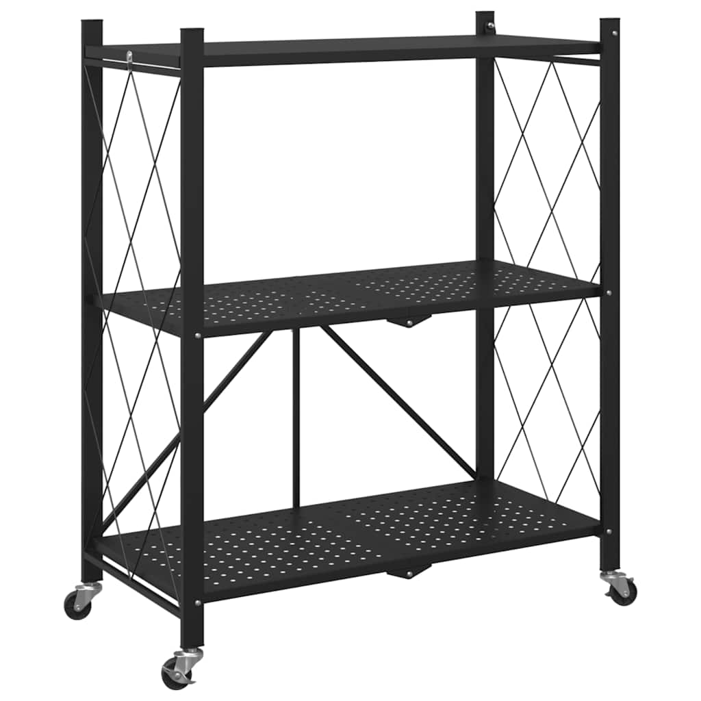 vidaXL Förvaringshylla på hjul svart 71x34x88 cm stål