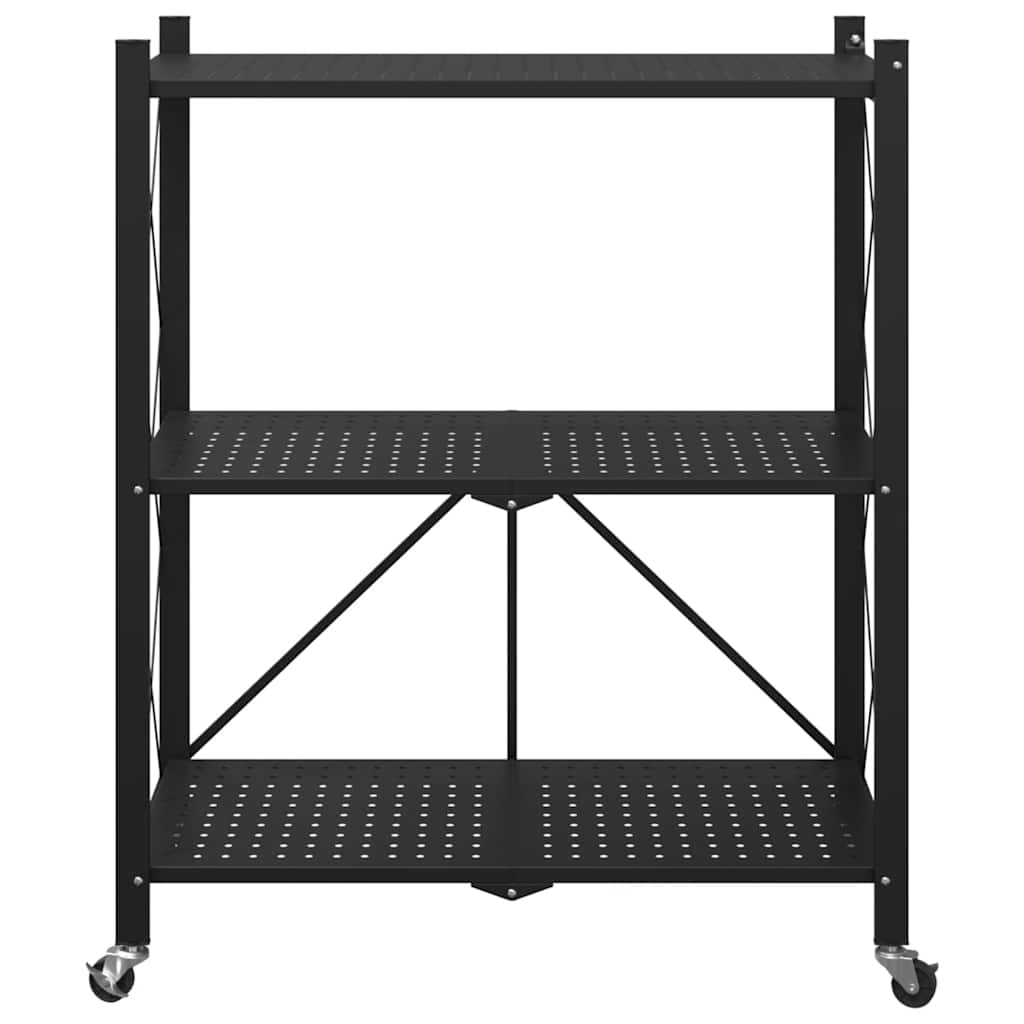 vidaXL Förvaringshylla på hjul svart 71x34x88 cm stål