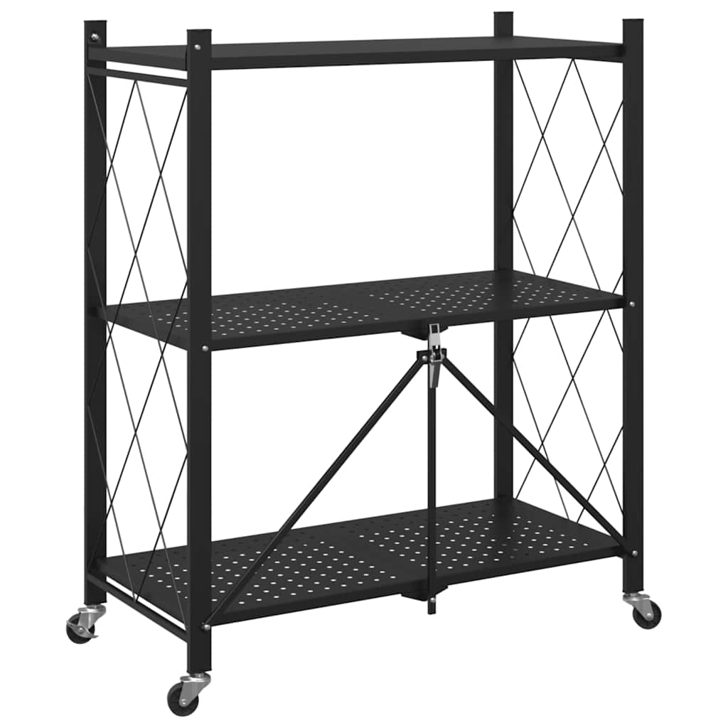 vidaXL Förvaringshylla på hjul svart 71x34x88 cm stål