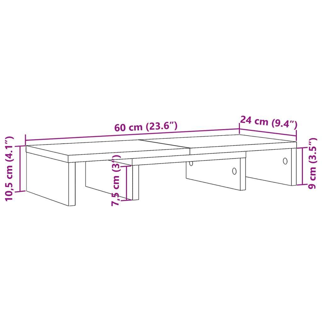 vidaXL Skärmställ justerbart 60x24x10,5 cm konstruerat trä vit