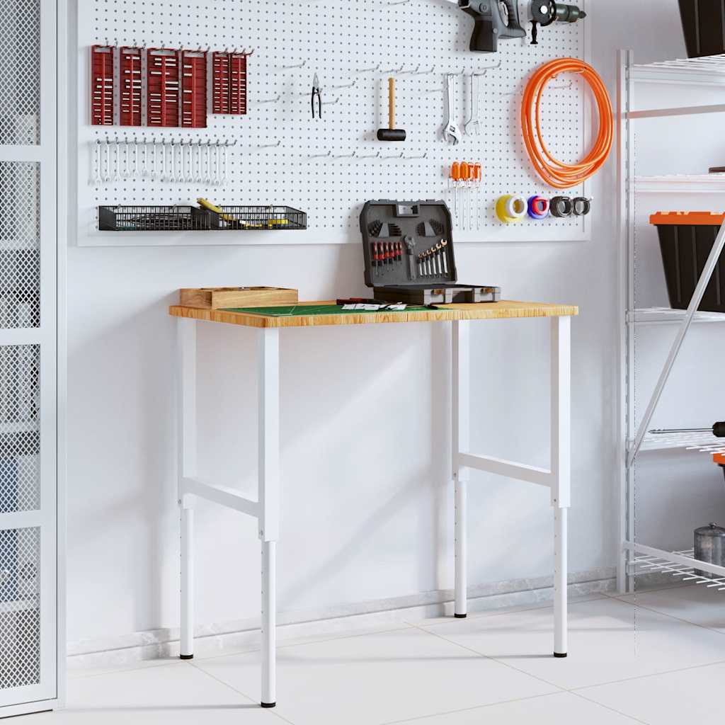 vidaXL Arbetsbänk ljusbrun 100x60x(71,5-98) cm massiv ek rektangulär