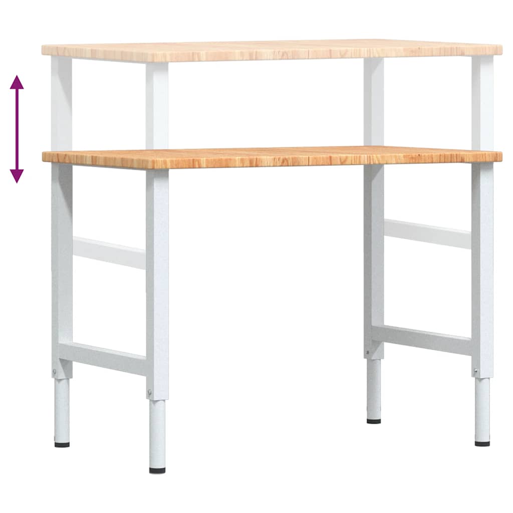 vidaXL Arbetsbänk ljusbrun 100x60x(71,5-98) cm massiv ek rektangulär