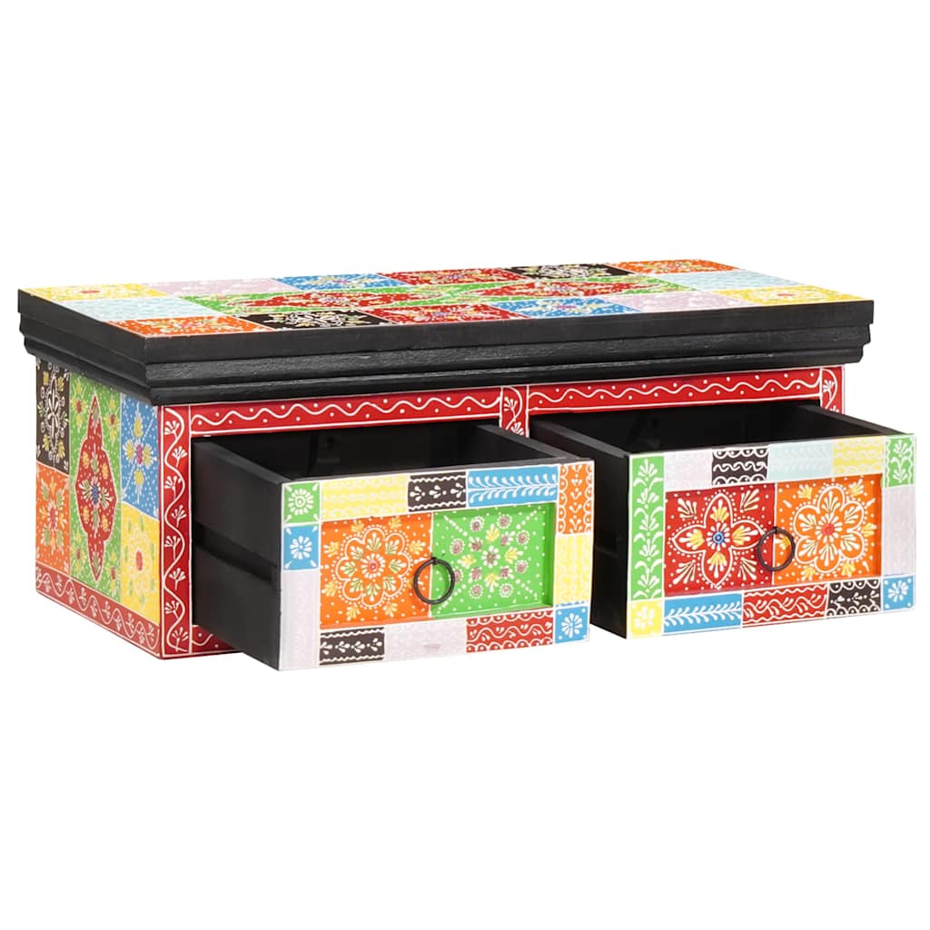 vidaXL TV-skåp Flerfärgsdesign 60 x 30 x 24 cm Massivt Mangoträ