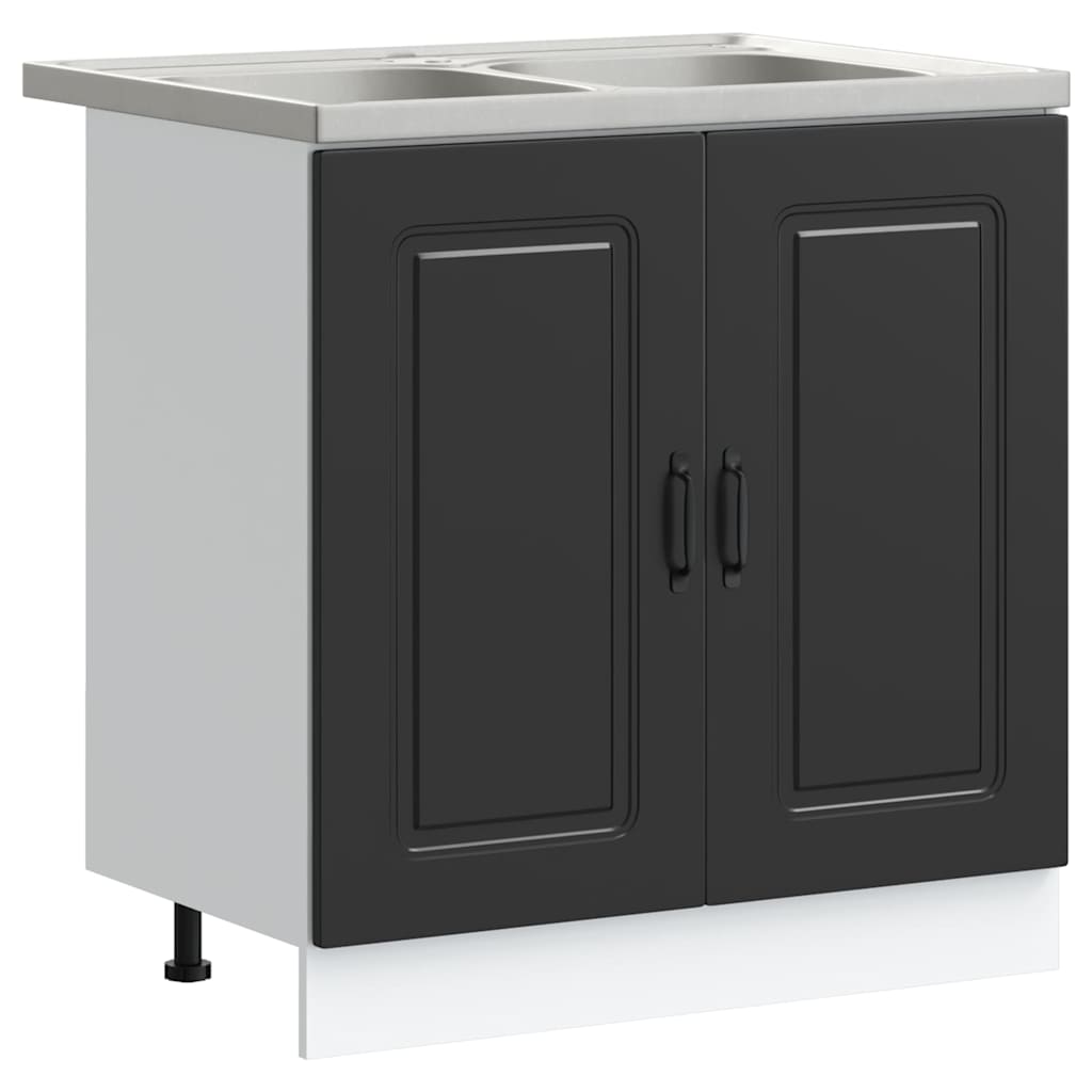 vidaXL Köksskåp Kalmar Svart 80 x 46 x 81,5 cm Konstruerat trä