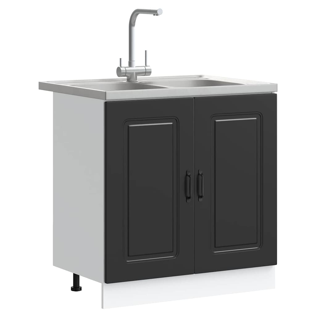 vidaXL Köksskåp Kalmar Svart 80 x 46 x 81,5 cm Konstruerat trä