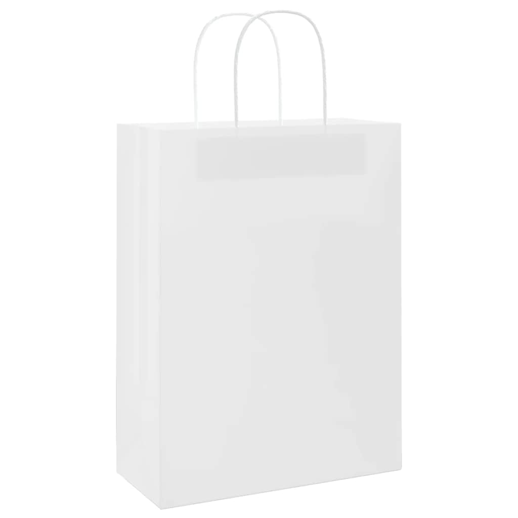 vidaXL Papperspåsar 250 st med handtag vit 26x12x35 cm