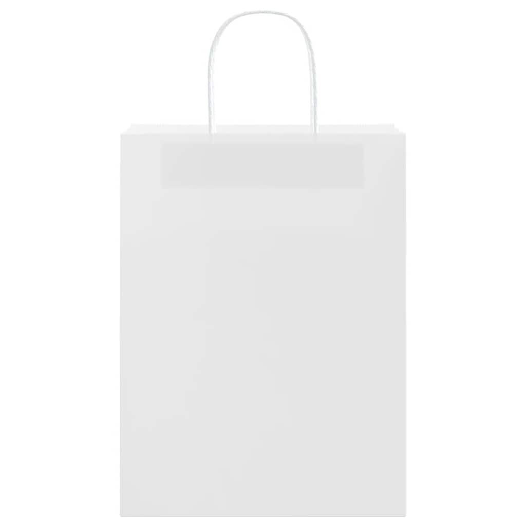 vidaXL Papperspåsar 250 st med handtag vit 26x12x35 cm