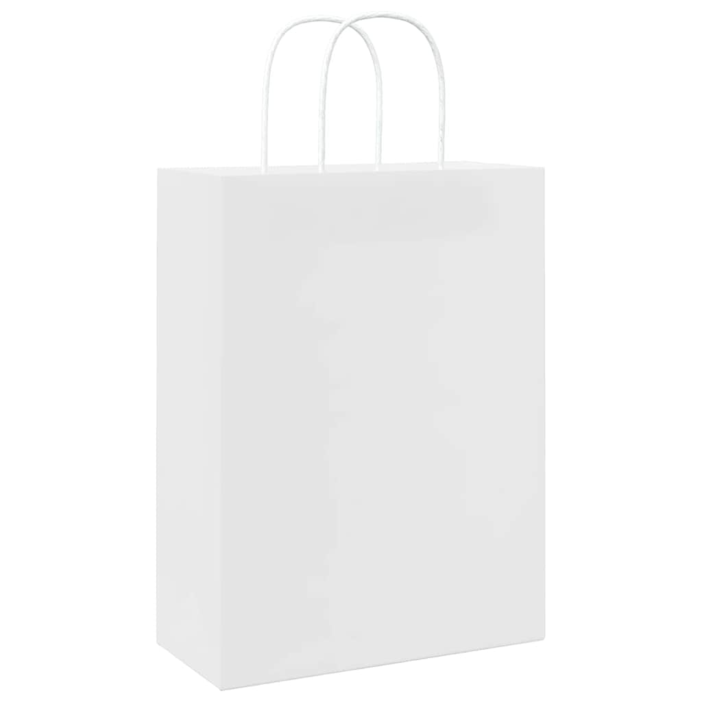 vidaXL Papperspåsar 250 st med handtag vit 26x12x35 cm
