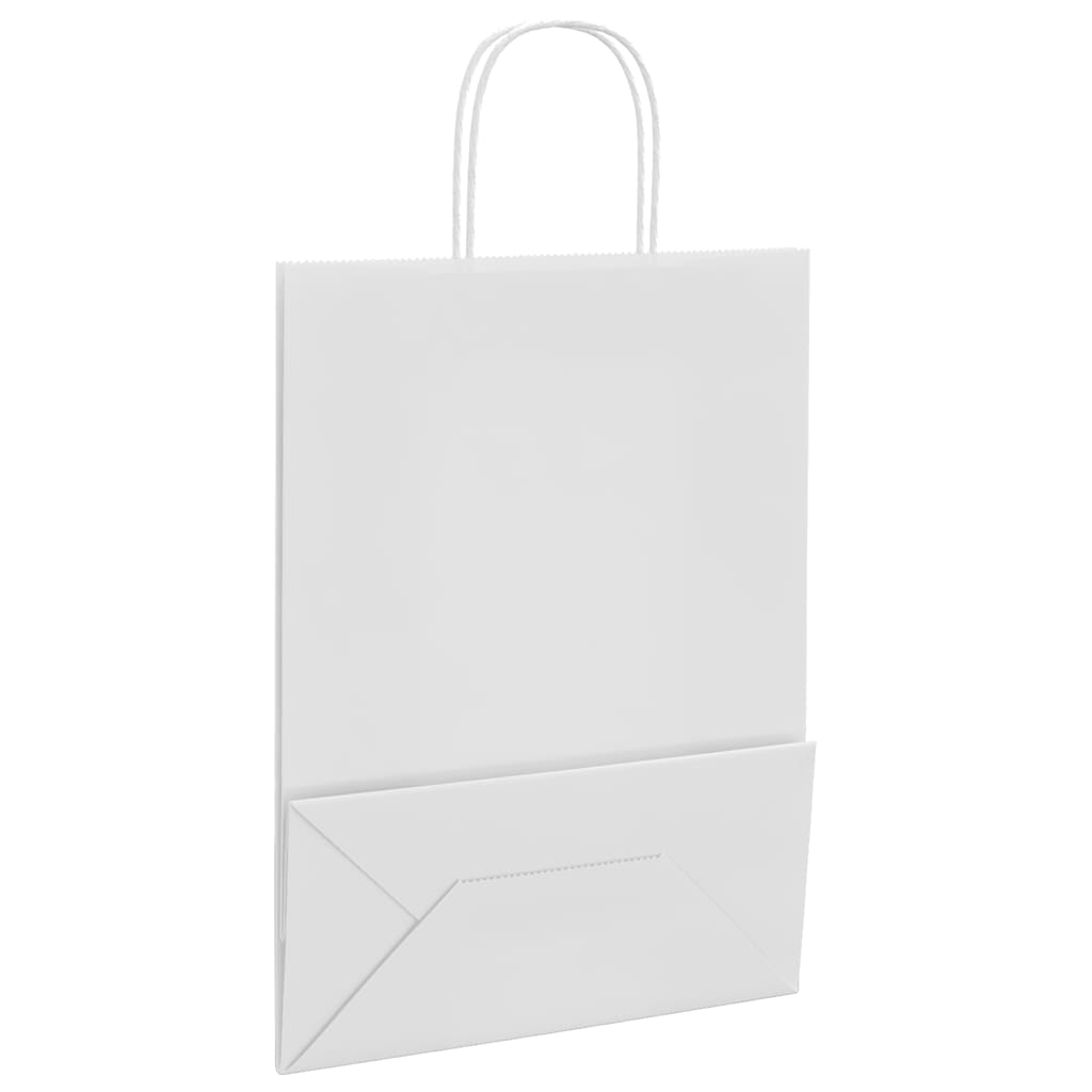 vidaXL Papperspåsar 250 st med handtag vit 26x12x35 cm