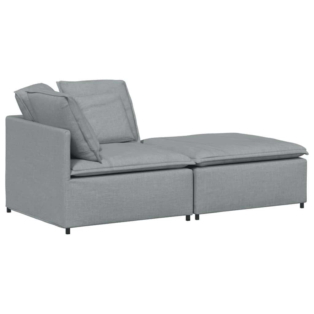 vidaXL Modulsoffa med fotpall och dynor i tyg ljusgrå
