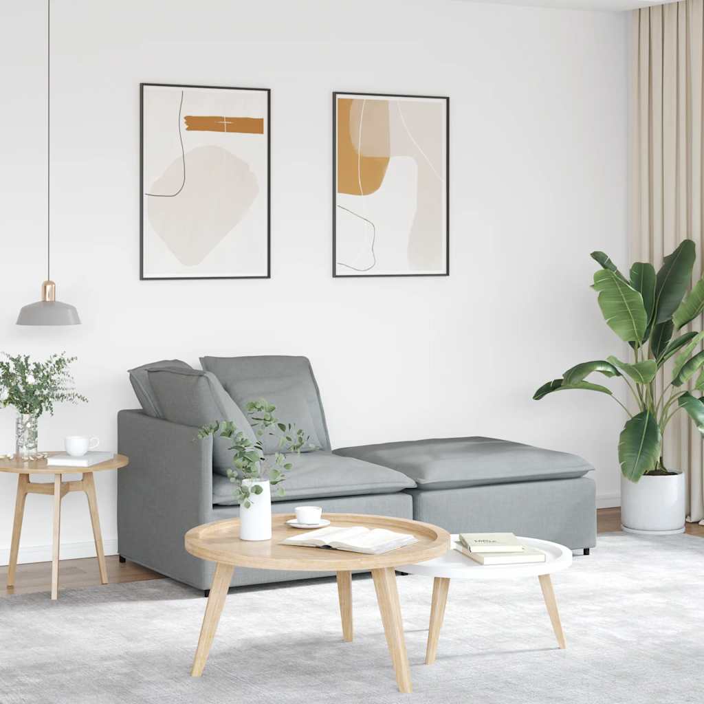 vidaXL Modulsoffa med fotpall och dynor i tyg ljusgrå