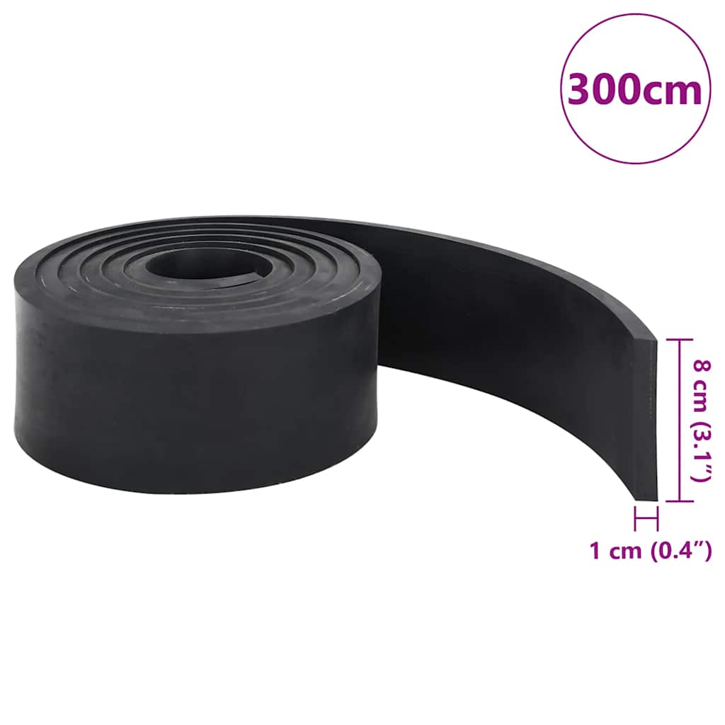 vidaXL Gummikant för snöplog svart 300x8x1 cm
