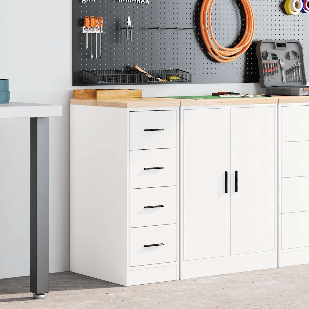 vidaXL Förvaringsskåp för garage vit 30x51x85 cm massivt trä furu