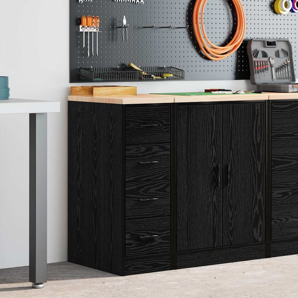vidaXL Garageskåp svart 30x51x85 cm massiv trä furu