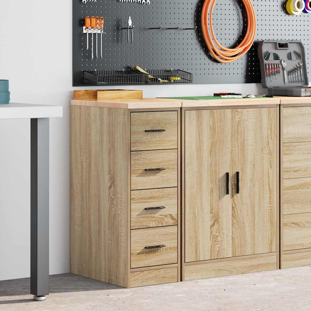 vidaXL Garageskåp Sonoma ek 30x51x85 cm massiv trä furu