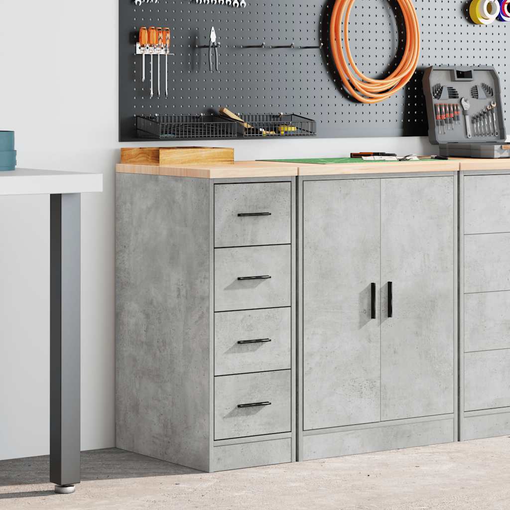 vidaXL Förvaringsskåp för garage Betonggrå 30x51x85cm massivt trä furu