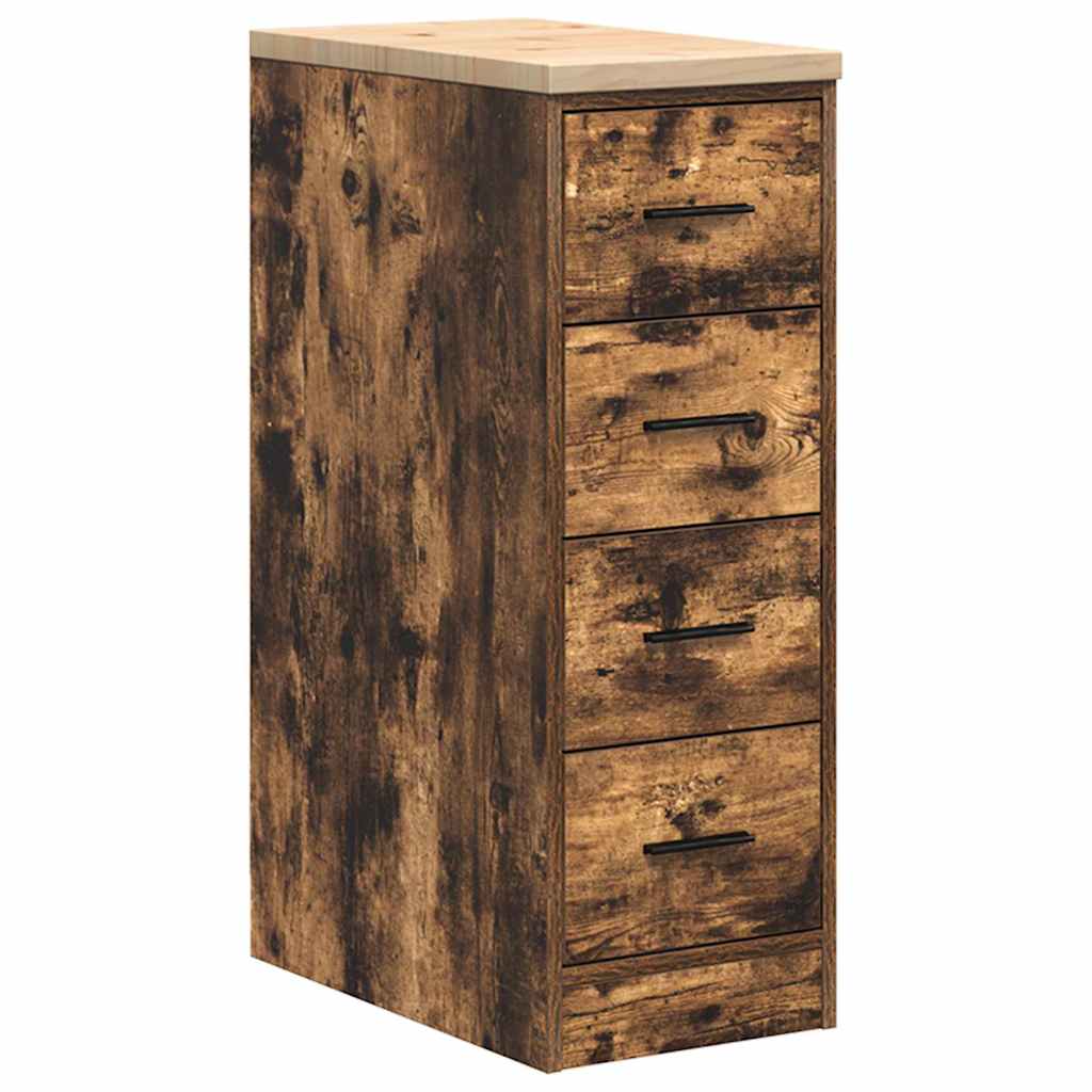 vidaXL Förvaringsskåp för garage rökt ek 30x51x85 cm massivt trä furu