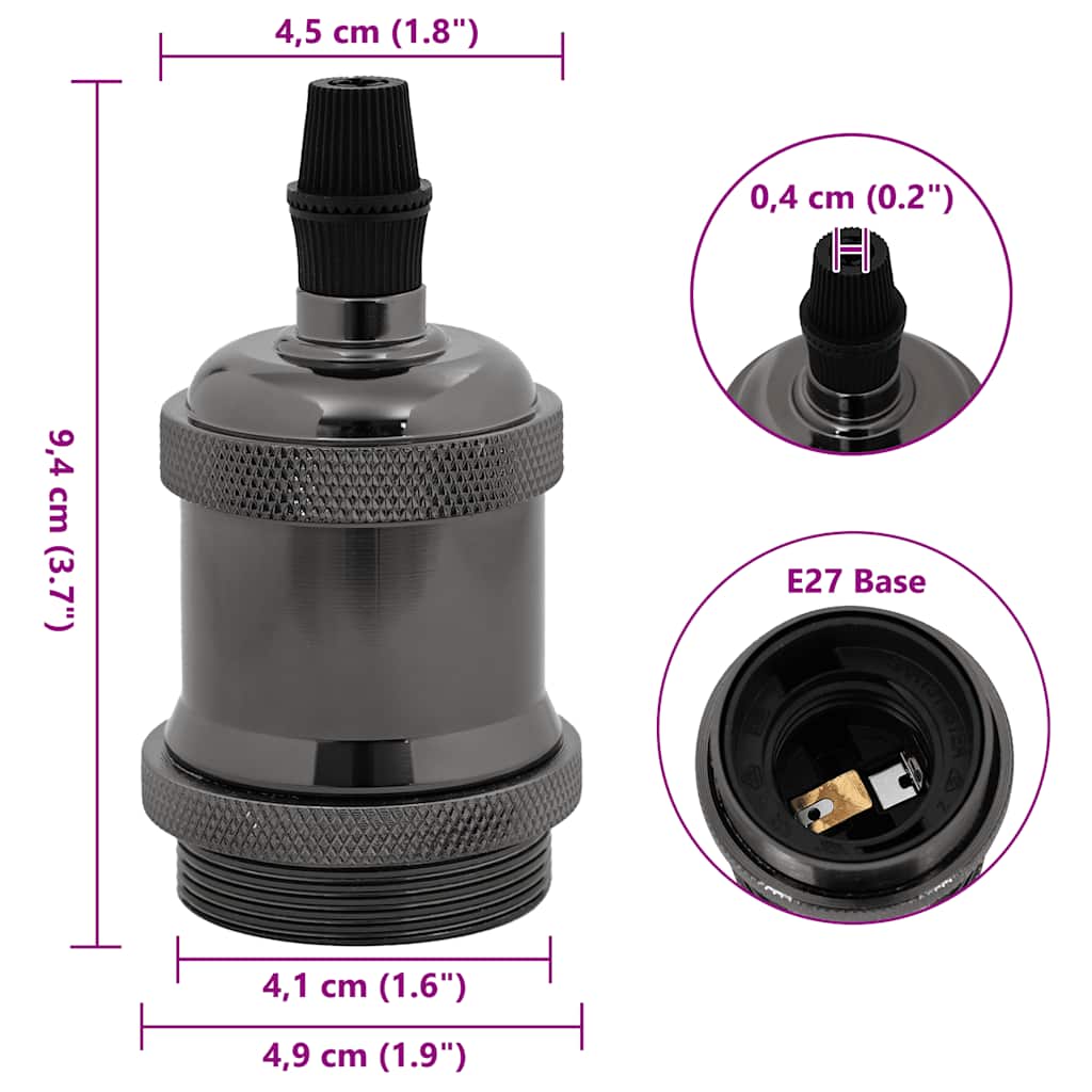 vidaXL Lamphållare 2 st blank svart E27