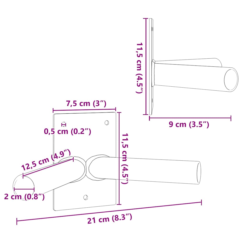 vidaXL Flaggstångshållare Svart 11,5 x 7,5 x 0,2 cm Stål