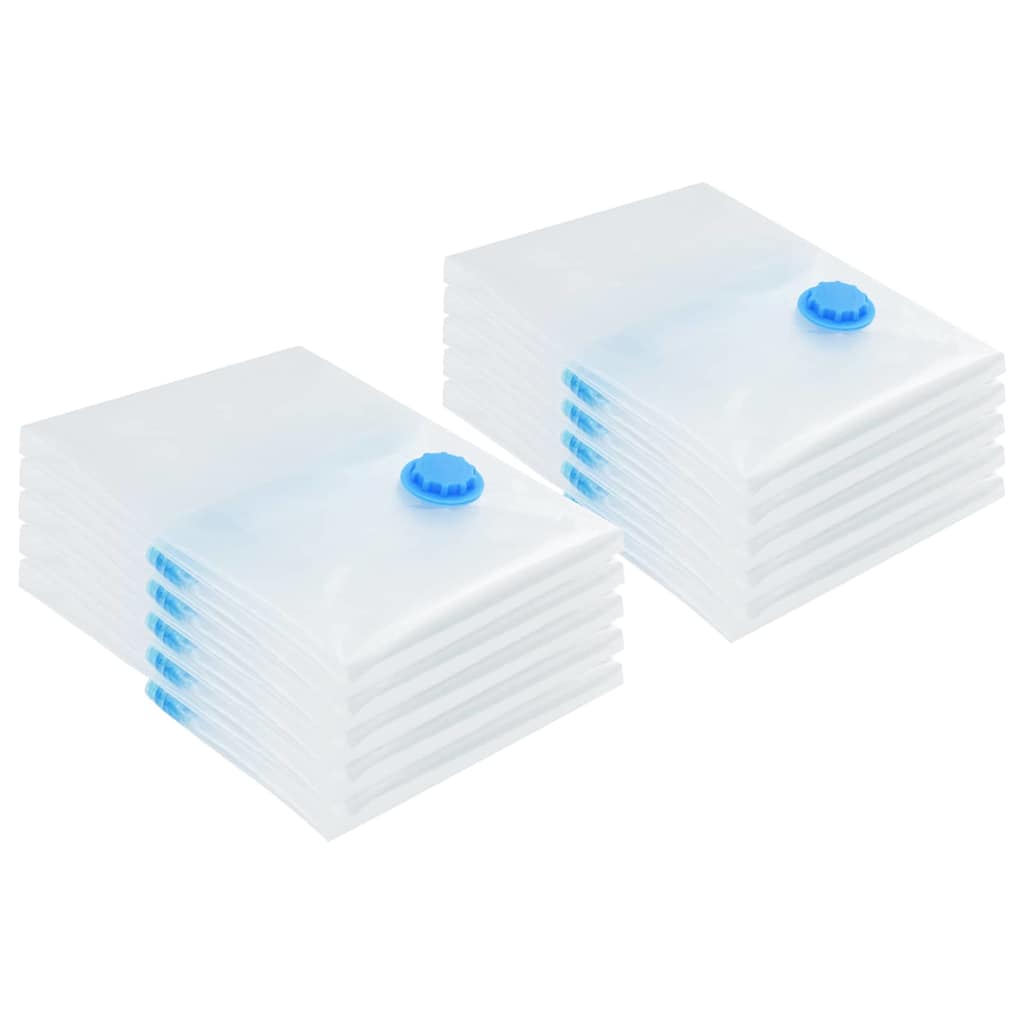 vidaXL Förvaringspåsar 10 st Transparent och Blå 70 x 50 cm