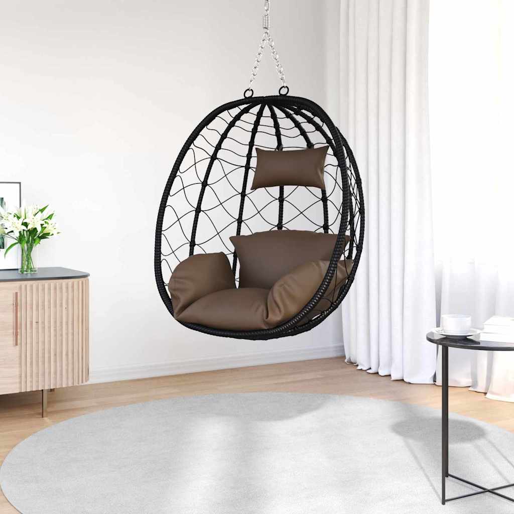 vidaXL Hängande äggstol konstrotting 91 x 54.5 x 107 cm Brun