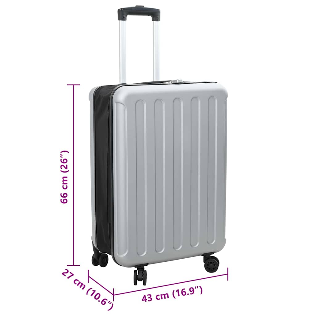 vidaXL Resväska med lås Silver 43 x 27 x 66 cm ABS Plast