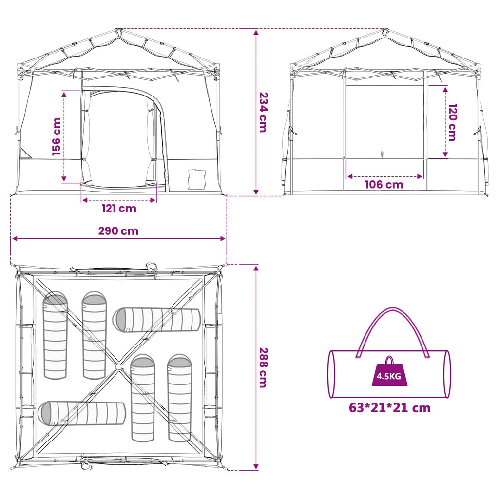 vidaXL Campingtältset 2 st 6-personers Orange Taffeta och tyg