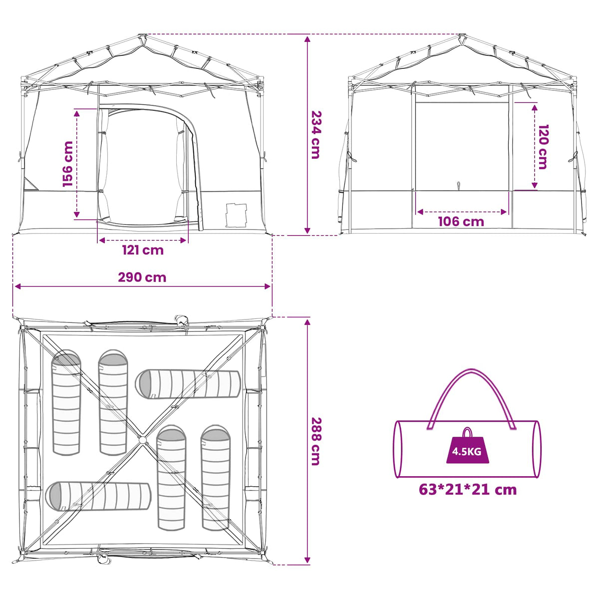 vidaXL Campingtältset 2 st 6-personers Orange Taffeta och tyg