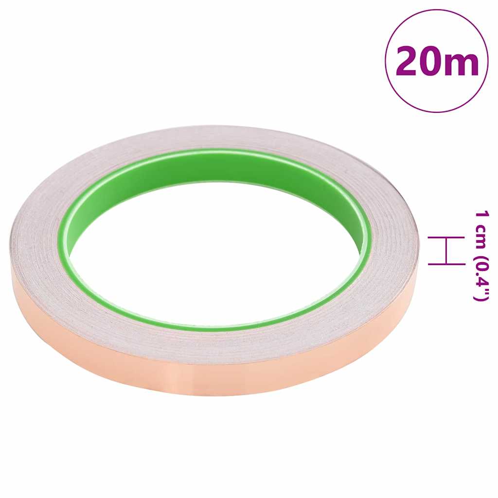 vidaXL Dubbelhäftande koppartejp för snigelsskydd 10 mm x 20 m