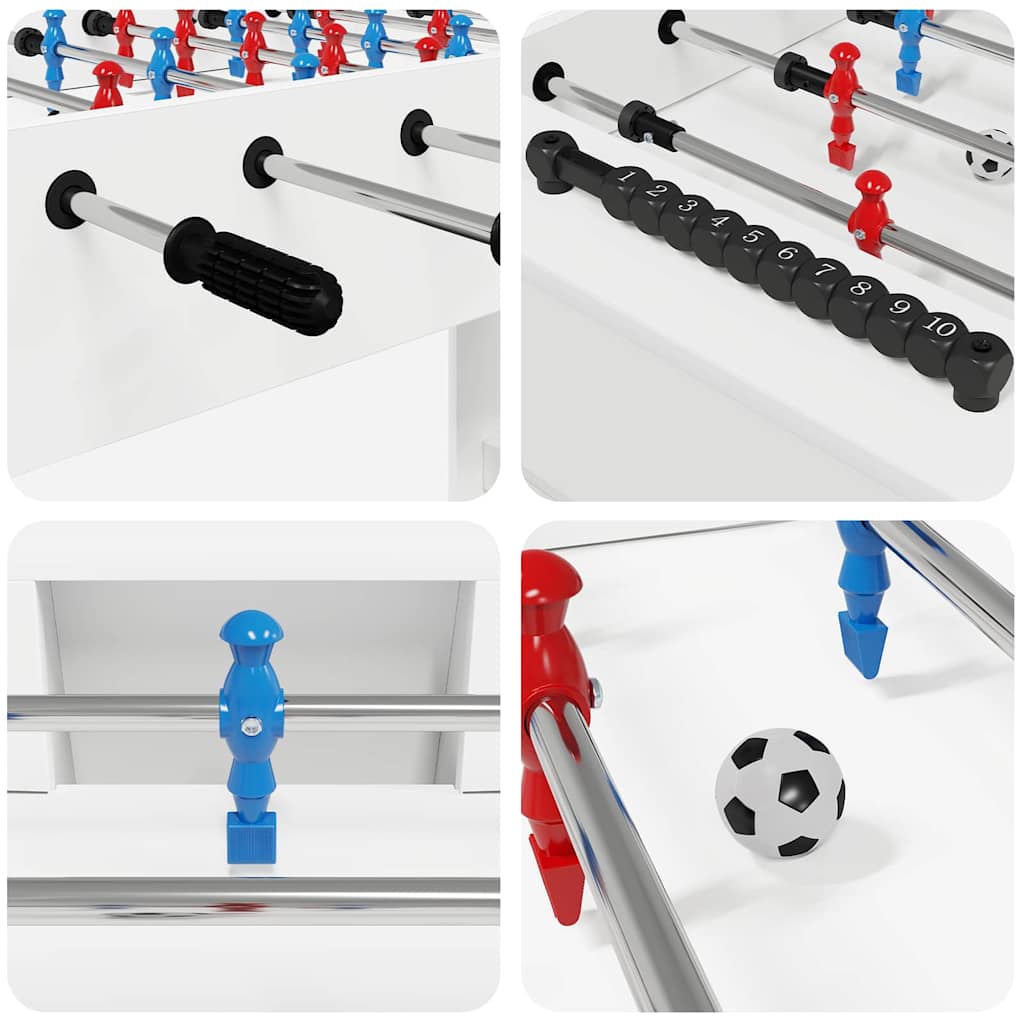 vidaXL Foosballbord Vit 125 x 60,5 x 80 cm Konstruerat trä