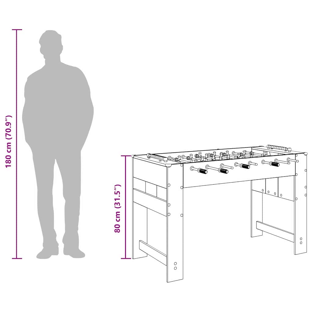vidaXL Foosballbord Vit 125 x 60,5 x 80 cm Konstruerat trä