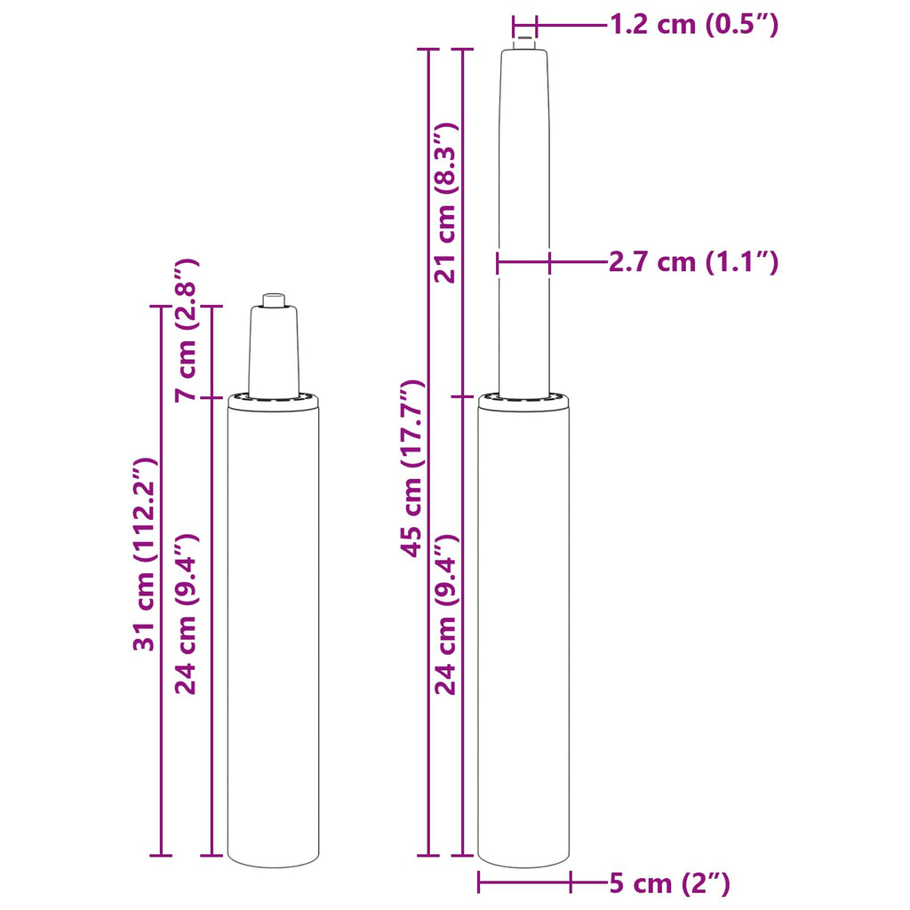vidaXL Kontorsstolens gascylinder Krom 307-447 mm Järn