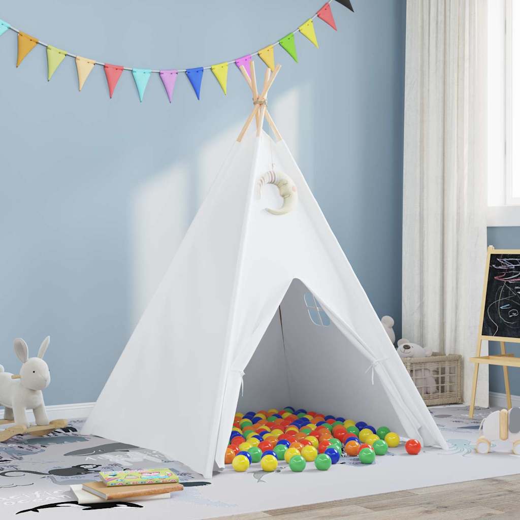 vidaXL Teepee Tält Vit 120 x 120 x 150 cm Tyg och Plast