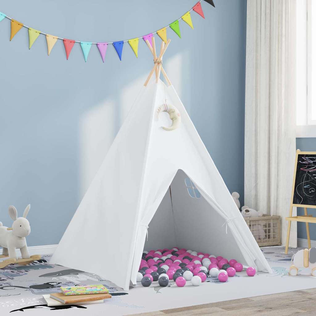 vidaXL Teepee Tält Vit 120 x 120 x 150 cm Tyg och Plast