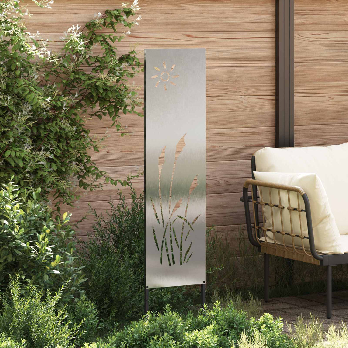 vidaXL Trädgårds integritetsskärm Silver 32 x 140 cm Rostfritt stål