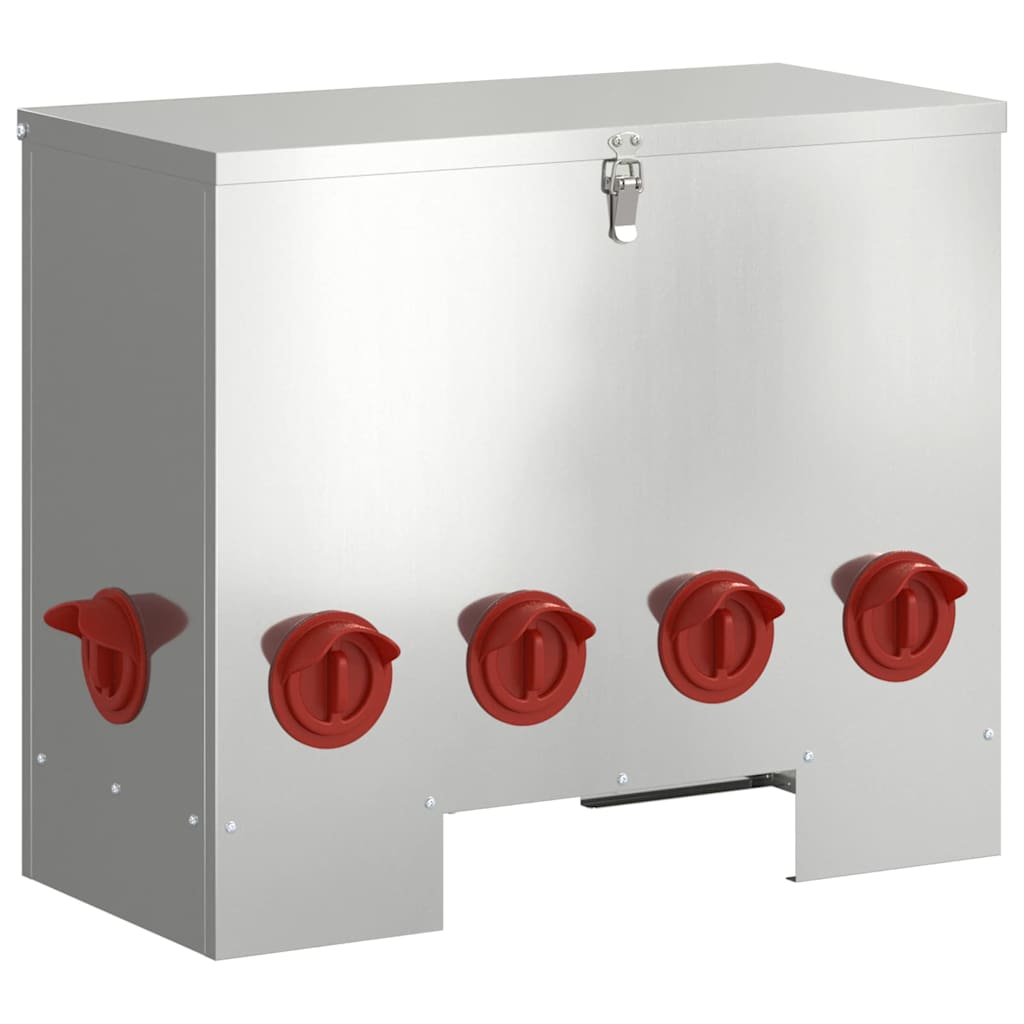 vidaXL Hönsfodertråg Silver 60,5 x 29 x 51 cm 25 kg Galvaniserat stål