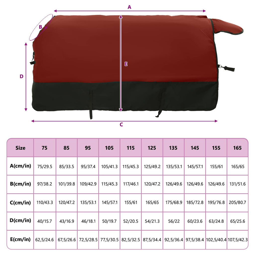 vidaXL Hästdyna Bordeaux och svart 75 cm Polyester