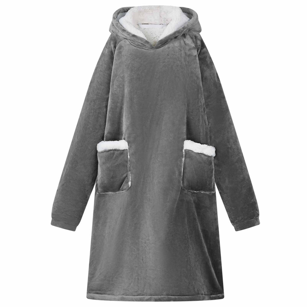 vidaXL Filt-hoodie Mörkgrå L Fleece och Flanell