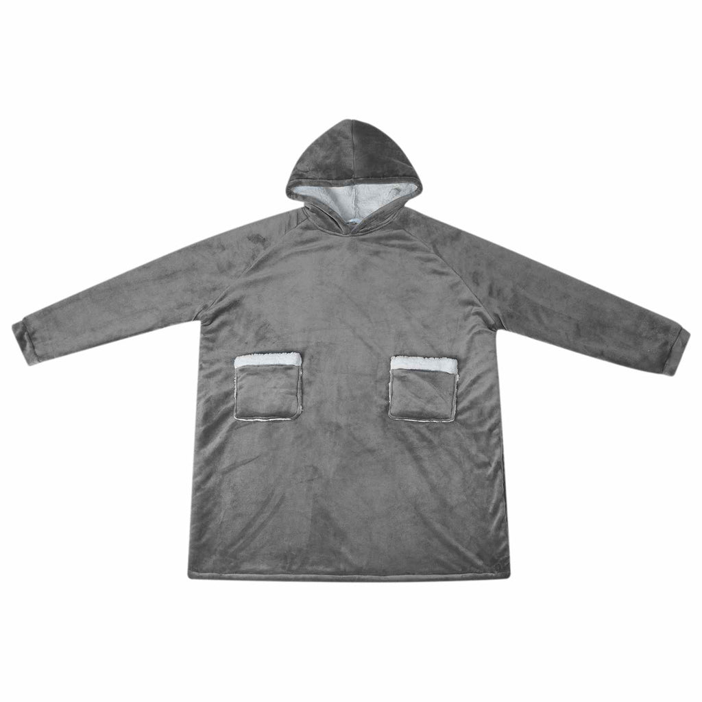 vidaXL Filt-hoodie Mörkgrå L Fleece och Flanell