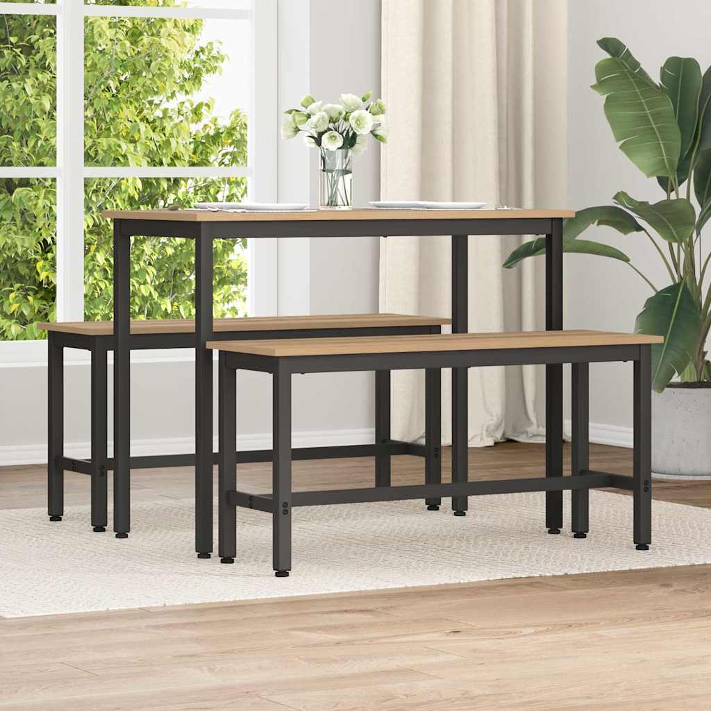 vidaXL Matbänk 100 x 32,5 x 48,5 cm 2 st Konstruerat trä och stål