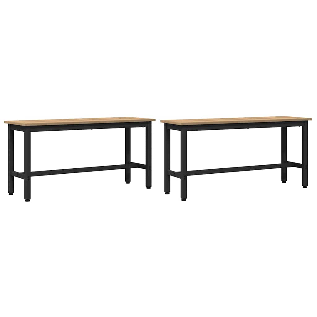 vidaXL Matbänk 100 x 32,5 x 48,5 cm 2 st Konstruerat trä och stål