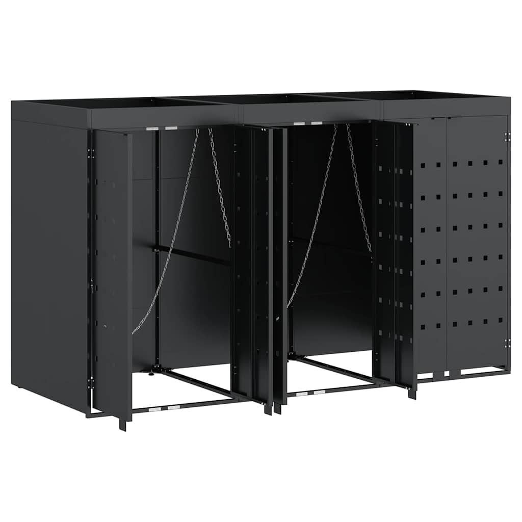 vidaXL Förvaring för 3 soptunnor Antracit 204 x 77,5 x 121,5 cm