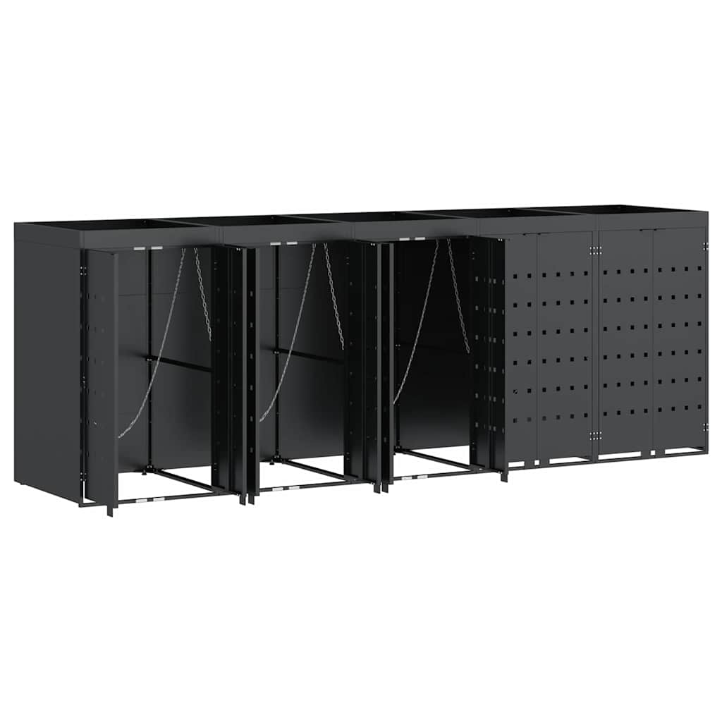 vidaXL Förvaring för 5 soptunnor Antracit 340 x 77,5 x 121,5 cm